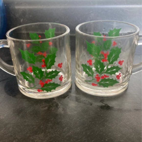 Indiana Glass Other - Christmas Holly Berry glass cups by Indiana Glass